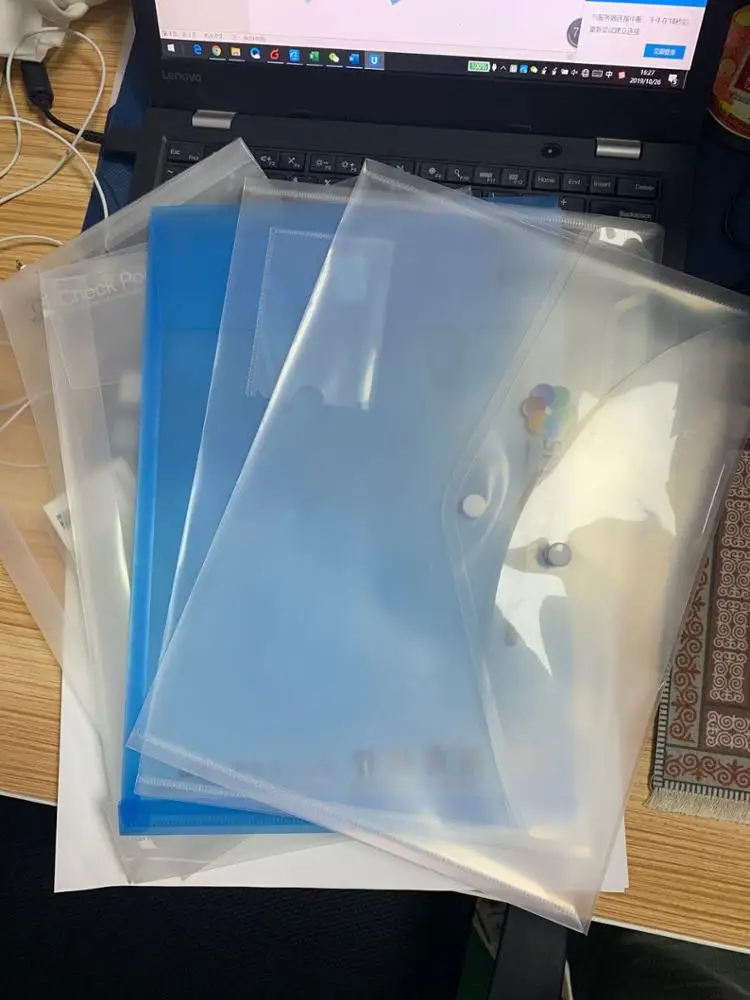 Custom Clear Office supplies A4 Size PP Envelope Snap Button File Folder with Snap Button