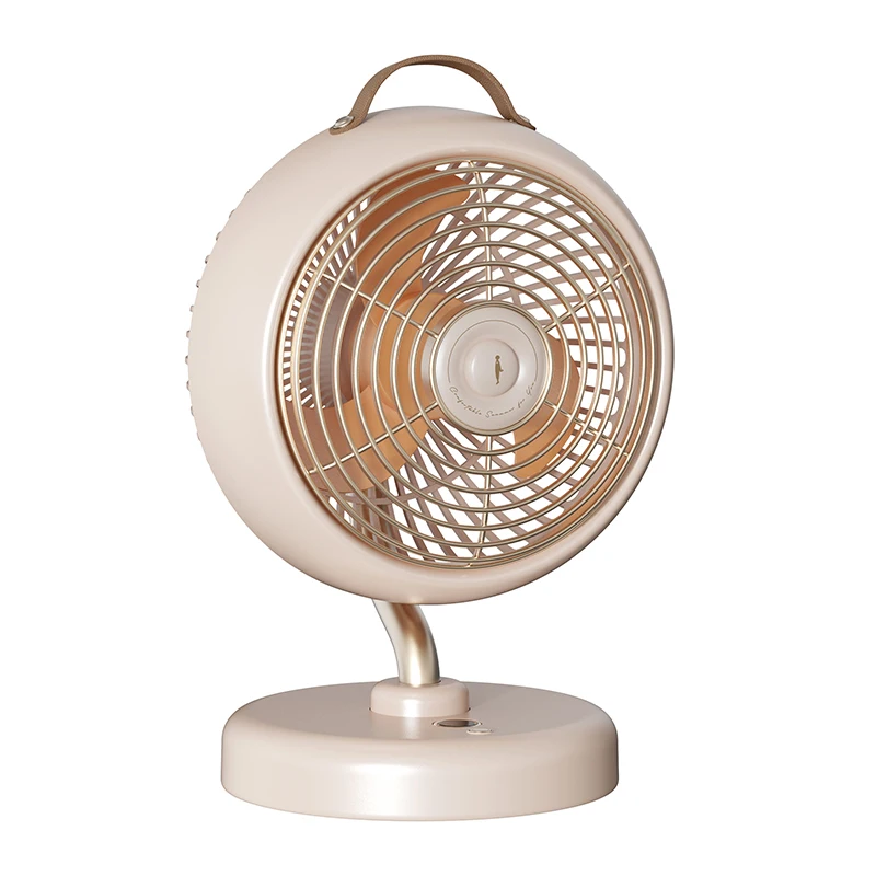 Retro design portable cordless 5 inch digital display rechargeable battery operated Type-C mini usb table fan