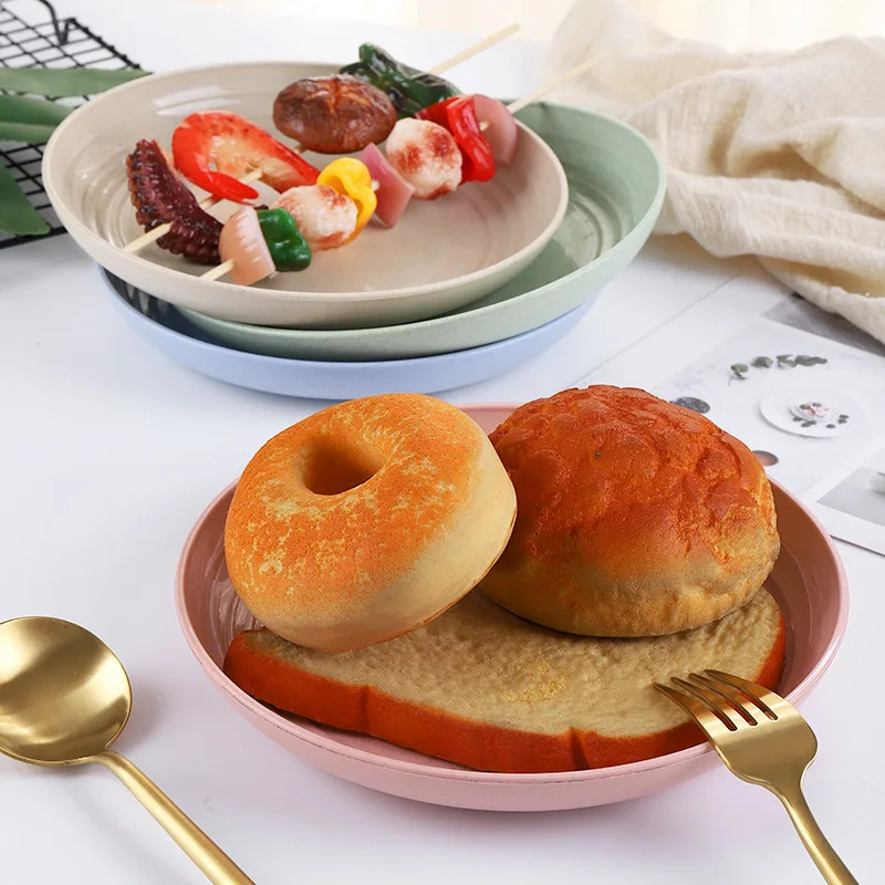 Пшеничная соломенная овощная тарелка пластиковые подносы для домашних ресторанов круглая хранения закусок