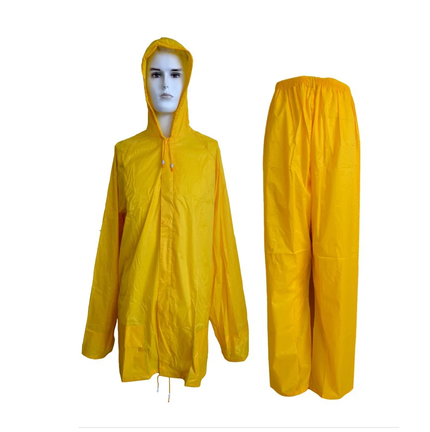 High quality polyester pvc rain coat with hooded breathable rain suit with reflective tape strong rain wear 170T 190T 210T