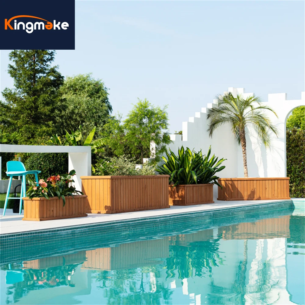 Simple Environmental Protection Outdoor Garden Plant Planter Patio Floor Wooden Rectangular Box Planter