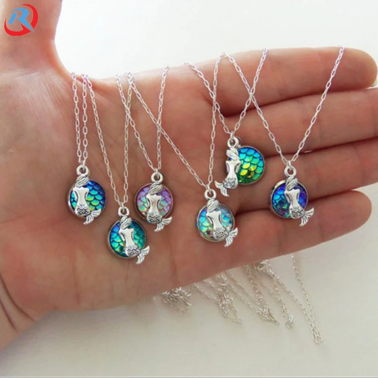 wholesale  mermaid  series  metal  gemstone   pendant