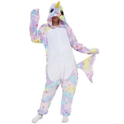 Fleece unicorn one-piece pajamas female adult cartoon animal Christmas Halloween cosplay costume