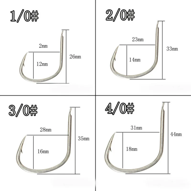Рыболовный крючок из нержавеющей стали 1/0 #, рыболовный крючок из углеродистой стали, большой Рыболовный крючок