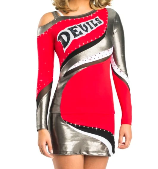 Fast Delivery factory custom cheer uniform with shiny rhinestones women cheerleading uniform for competition