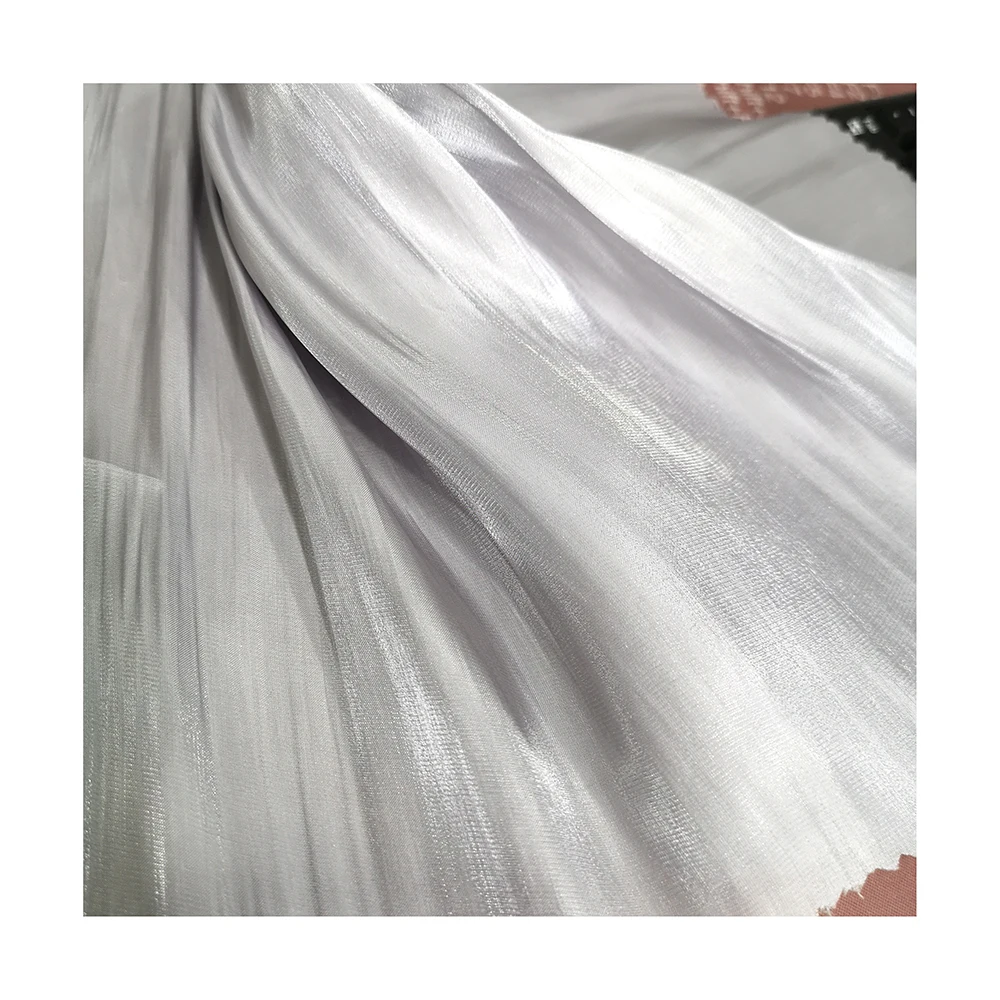 Monofilament Sea Island Shiny Satin Chiffon Stiff Feeling Women Garment Fabric For Lady Wear