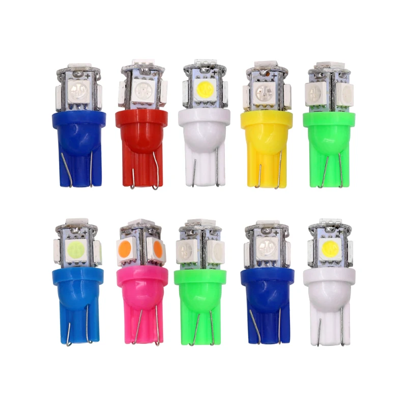 Супер яркий W5W 194 168 T10 5smd 5050 Автомобильный светодиодный светильник красный синий зеленый желтый белый DC 12 В T10 светодиод