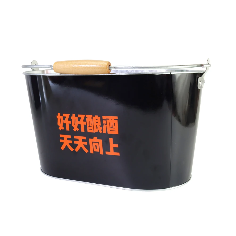 Factory Creative Style Customized Logo Beer Champagne Galvanize Iron Ice Bucket For Christmas Decoration