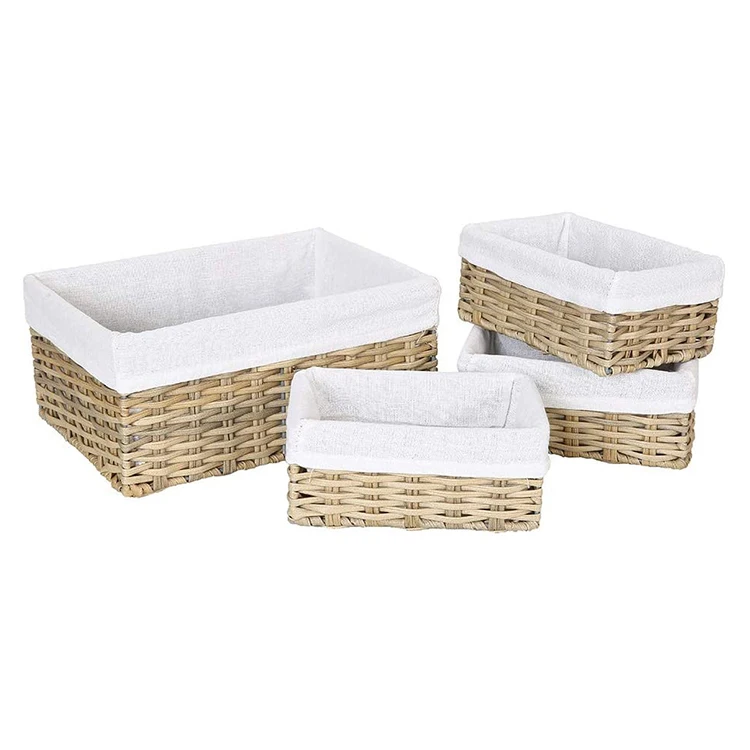 Handmade Wicker Storage Basket Set woven Decorative Finishing Bedroom and Bathroom Nesting Basket