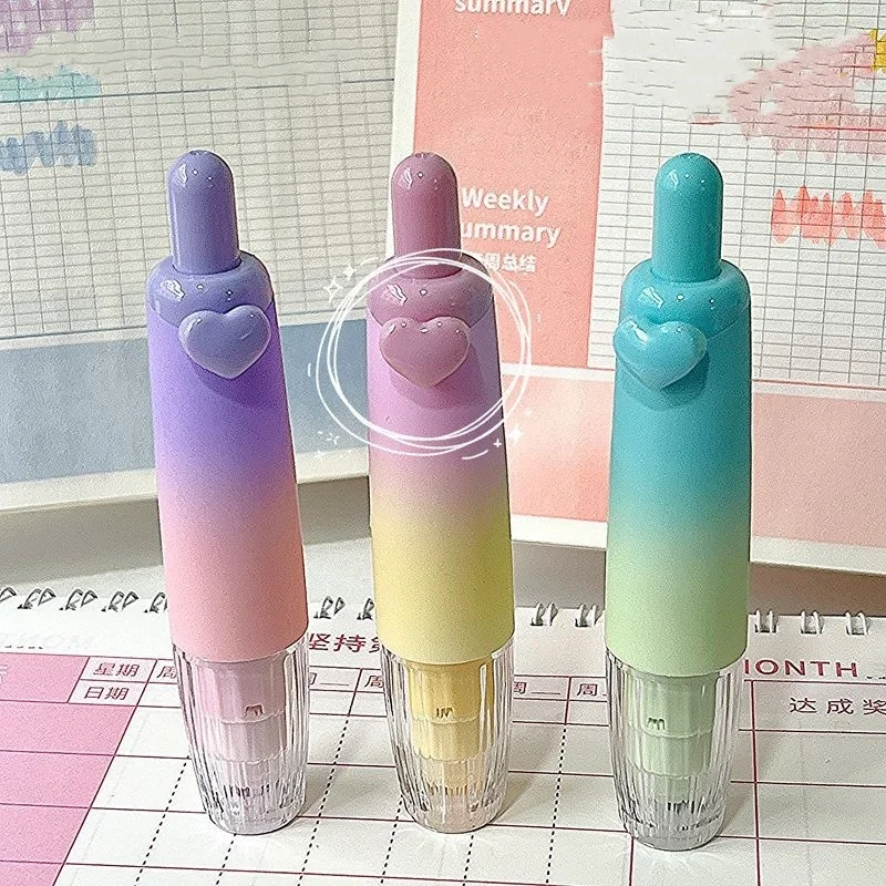 Creative Xinxinlian two-color push-button highlighter pen ins high-value gradient color student key marker pen