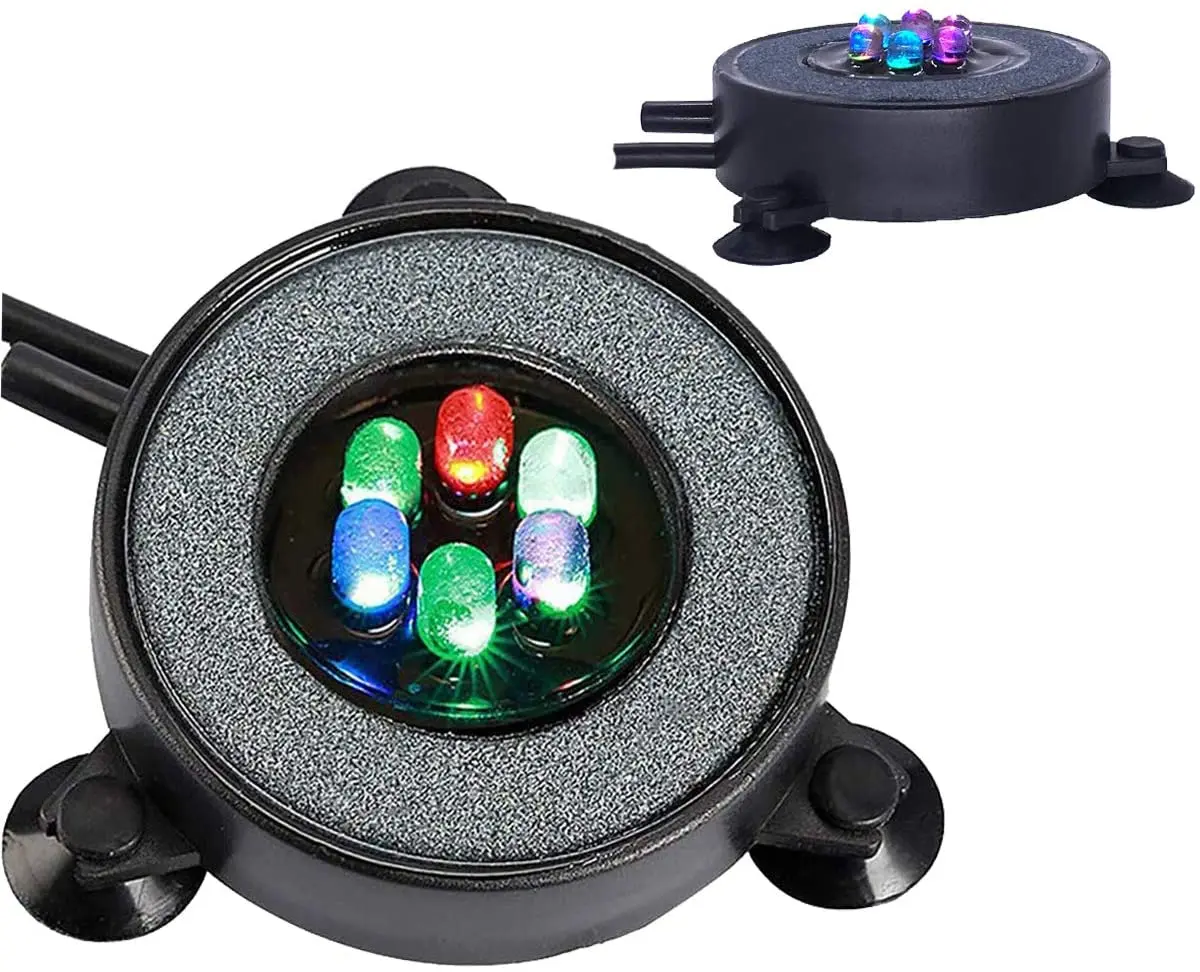 Plant Fish Tank Bubbler 6 LEDs WRGB Light IP68 Waterproof Decoration Accessories Aquarium Bubbles Stone with LED AQUARIUM LAMP