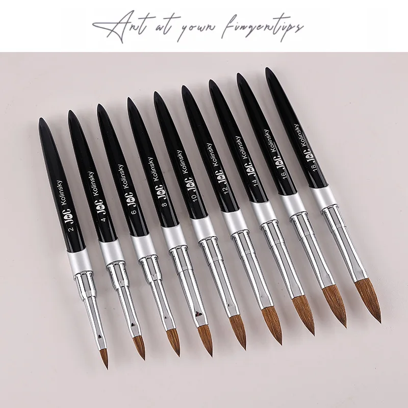 100% Pure Kolinsky Hair Nail Art Brush Round Nail Oval Brush Acrylic OEM Logo Black Color Handle