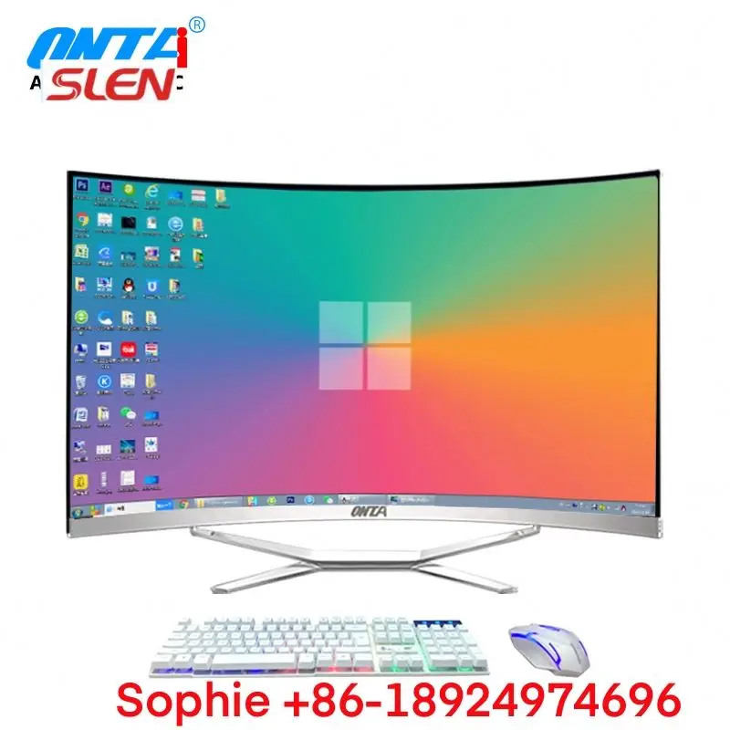Слен 27 дюймов Intell ядерный процессор, НЧ-динамик, изогнутый монитор ПК все в одном для рабочего стола