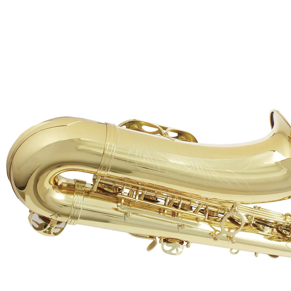 Luxurious Instrument  Gold  Bb Tenor Saxophone  Chinese Made Tubular Body Carved Saxophone