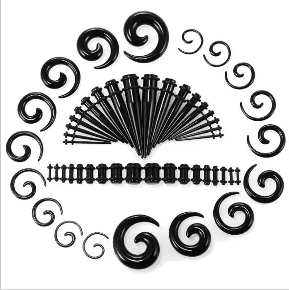 14G/00G 54 pack acrylic plug flesh tunnel earrings wholesale ear plugs jewelry