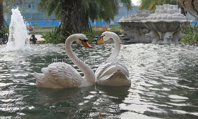 Outdoor Garden Decoration White Resin Fiberglass Swan Statue Sculpture for