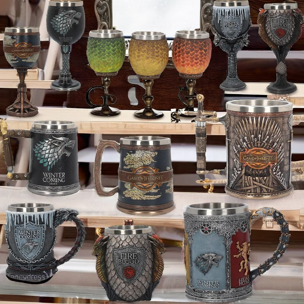 Game of Thrones Resin Mugs Artisan Handmade Juego de Tronos Statue for Parties Fans of Starka Creed Vikings