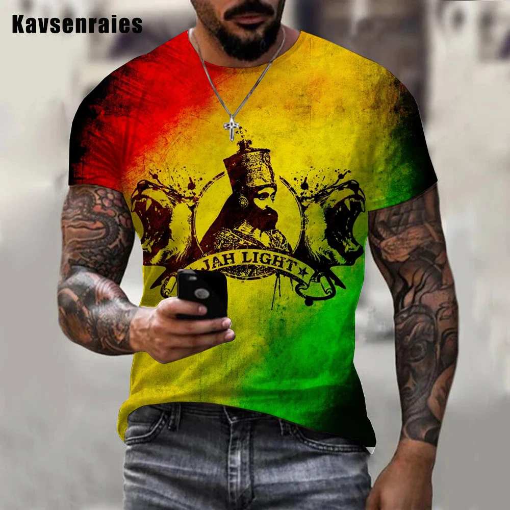 Рубашка с 3D принтом Jah Bless для мужчин летние короткие футболки Rastafari большого размера Haile Selassie от OEM и ODM 2022