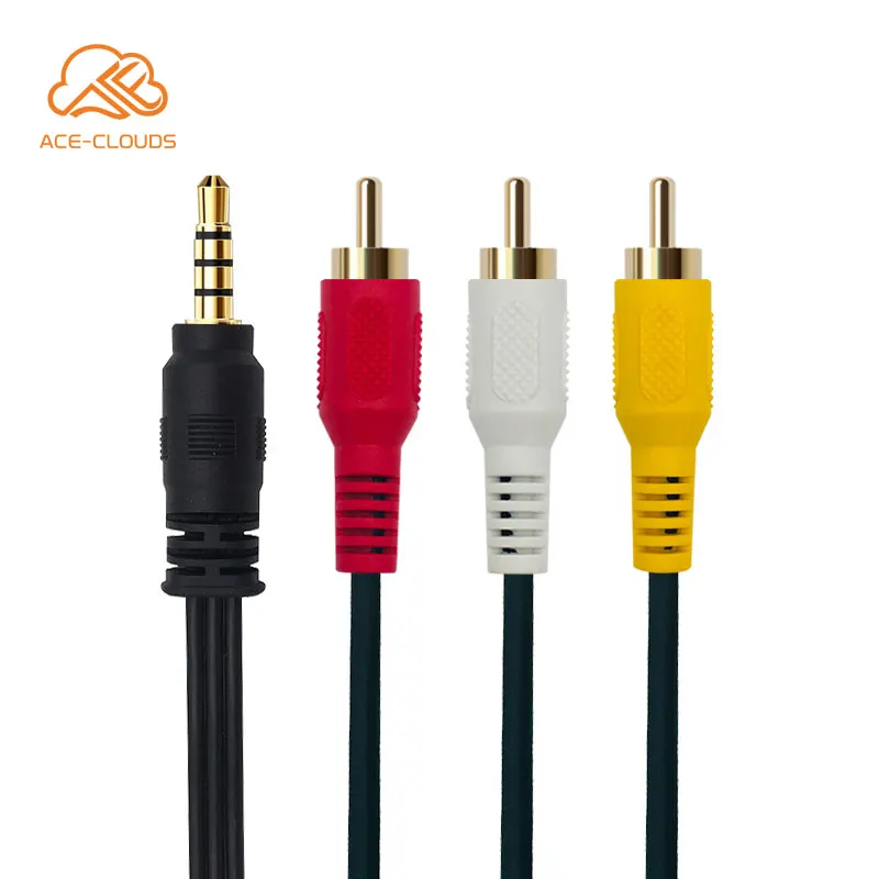3.5mm digital camera cable 3.5 Male to 3RCA Male Audio Video Jack Connectors for DVD Player