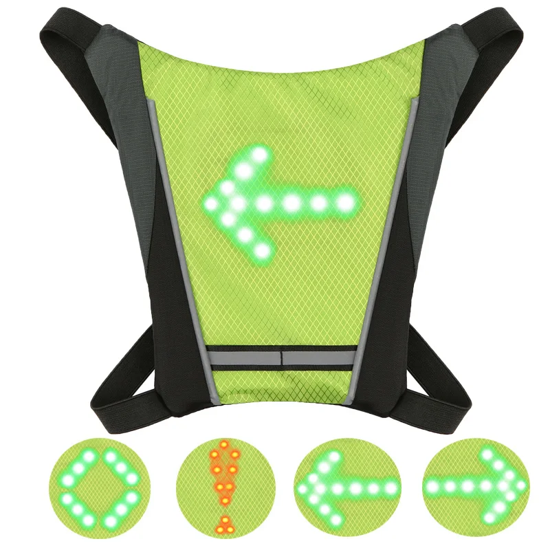 Turn Signal Night Flashing LED Safety Gilet Cycling Security Running Waterproof Nylon Reflective Fashion Vest For Sporting