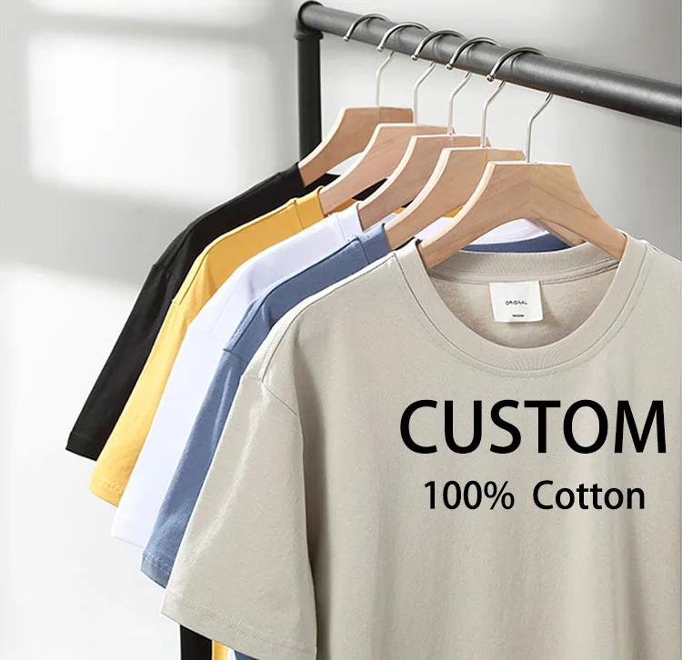 Oem customized 180g drop shoulde round neck t shirt high-quality 100% Cotton logo Printing embroidered men plus size t-shirts