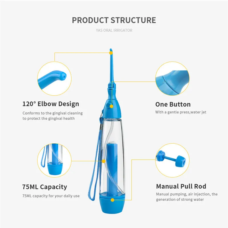 Portable Dental Water Flosser Electric Oral Care Irrigator Rechargeable Waterproof Water Toothpick Cleaner Multiple Modes