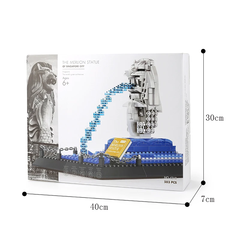 Building Series Attraction 4218 Singapore Merlion Compatible Parts Kids Unisex Educational Building Block Plastic Toy Set