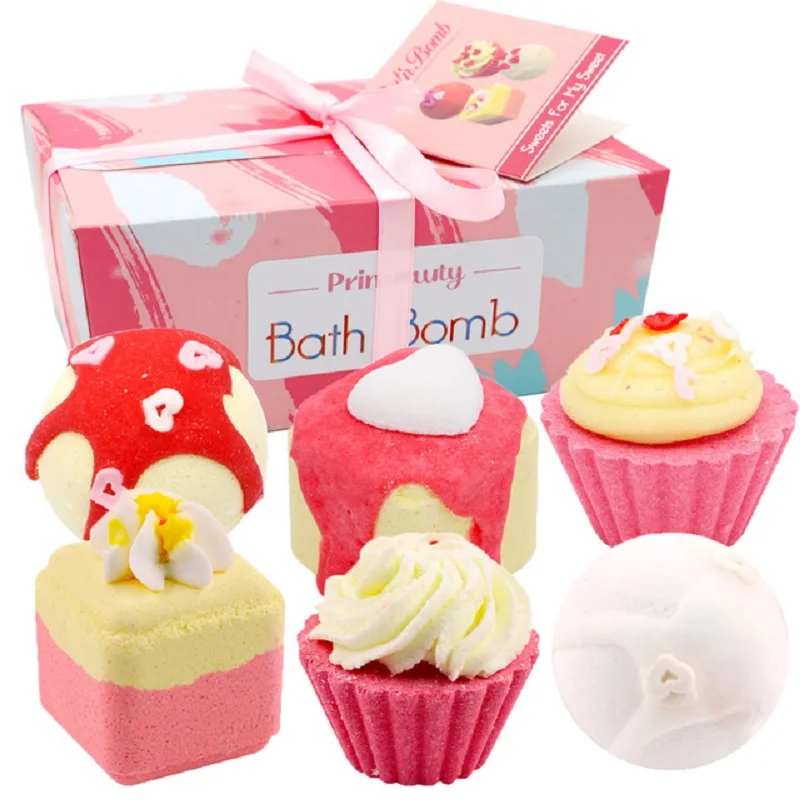 Amazon Hot Selling Private Label Organic Shower Bombs Fizzy Cupcake Bath Bomb Gift Set