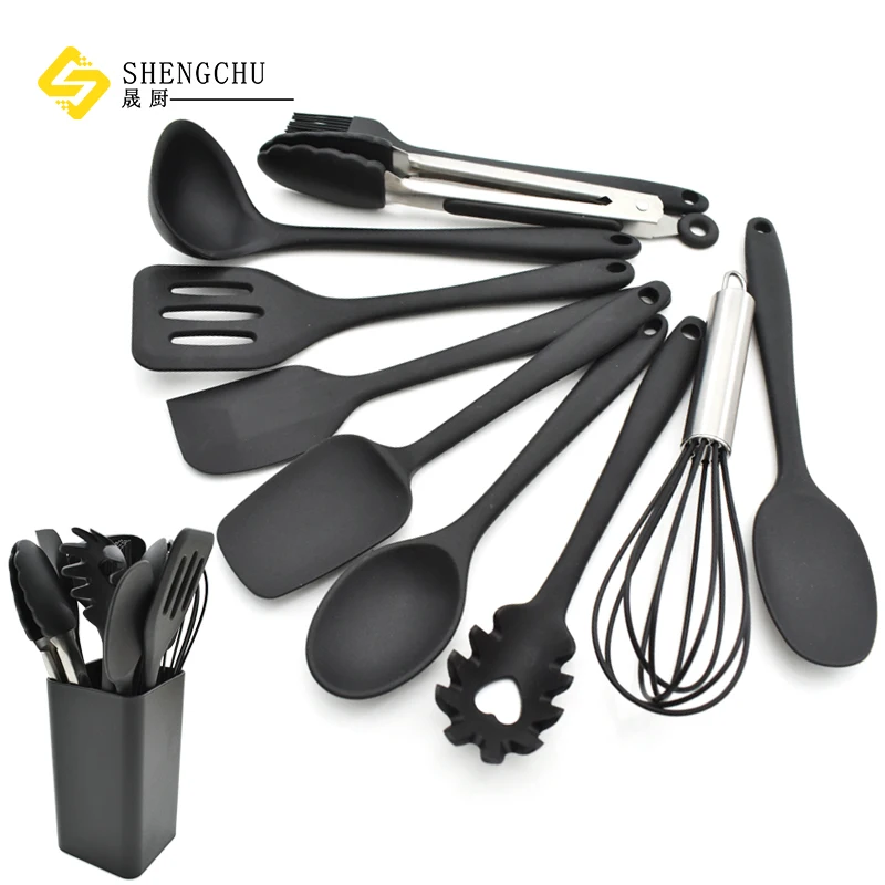 Wholesale Small size Kitchen Tools Food safe 11 pieces Mini Silicone Kitchen Utensil set for Kids Cooking