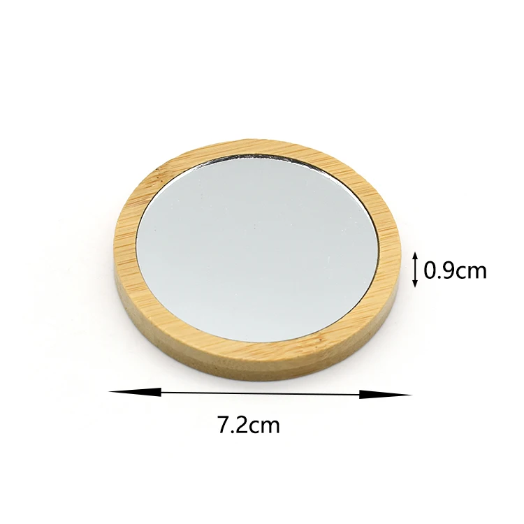 Custom Logo Round Pocket Bamboo Mirror Handheld Mini Small Makeup Mirrors