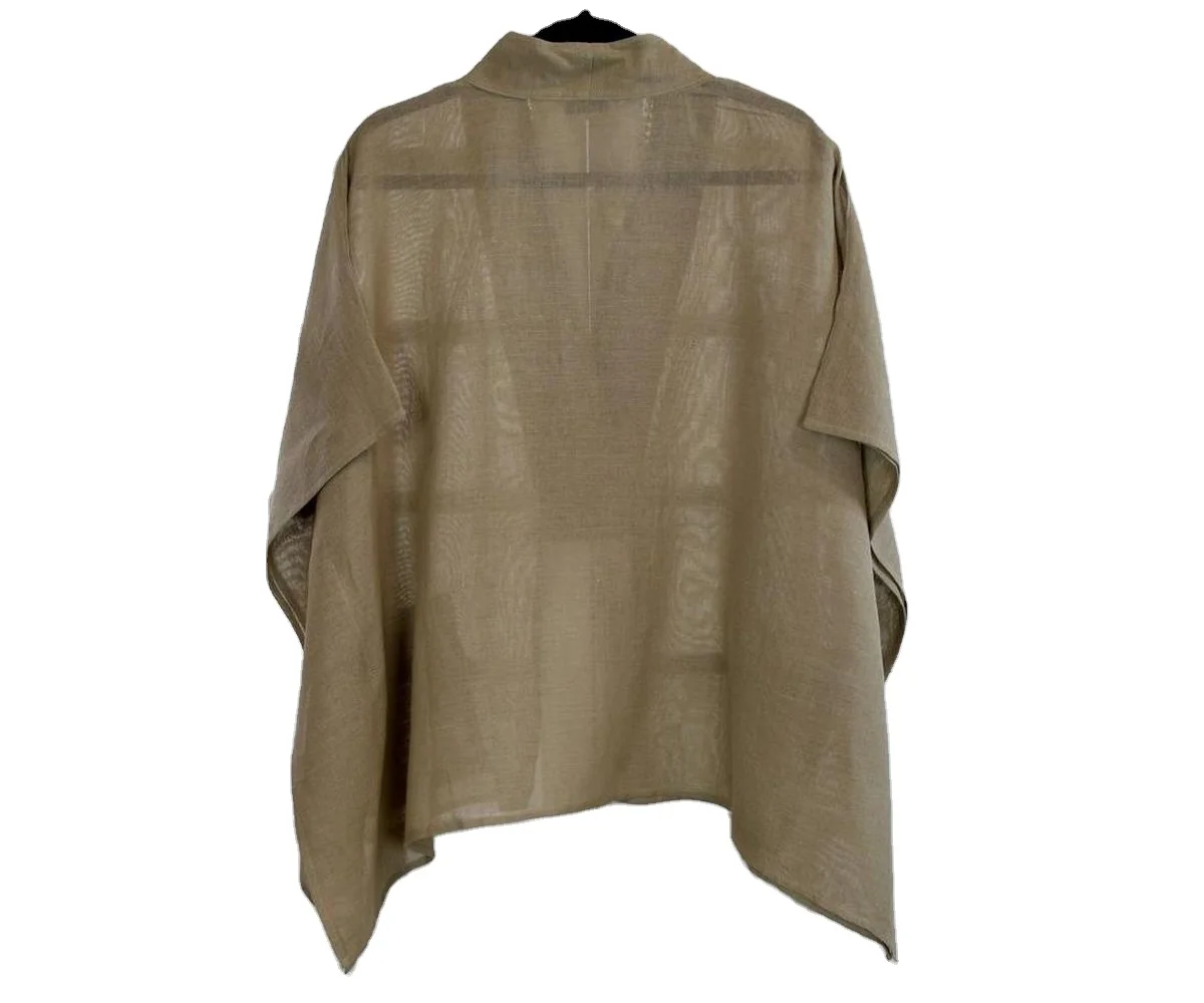 Super Designer Oversize Bolero Jacket Swing Linen Poncho Style One Size Natural Color Fits S to 3X