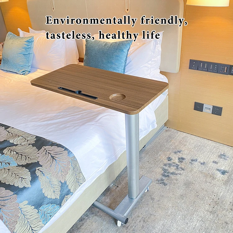 Home Office Work Alu Single Column Pneumatic Height Adjustable Sit Stand Mobile Laptop Computer Desk