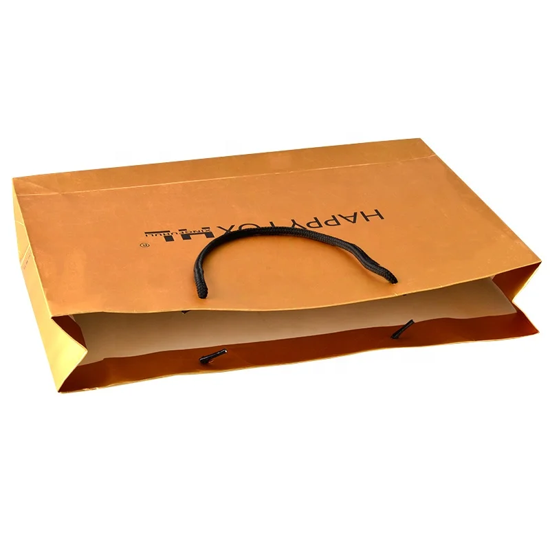 
Custom print garment packaging bag luxury shiny gold card paper gift shopping paper bag with handles and logo 