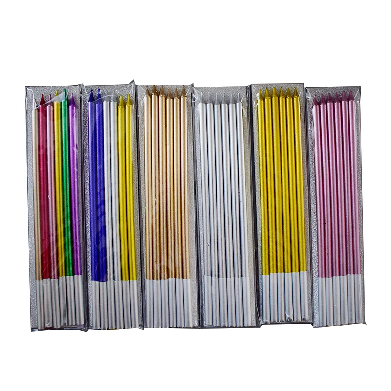 Metallic Birthday Candles in Holders Champagne Gold Tall Birthday Cake Candles Long Thin Cupcake Candles for Birthday