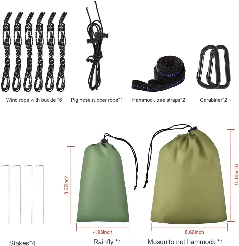 Outdoor Windproof Sunscreen Camping Lightweight Rainfly Hammock Canopy Set