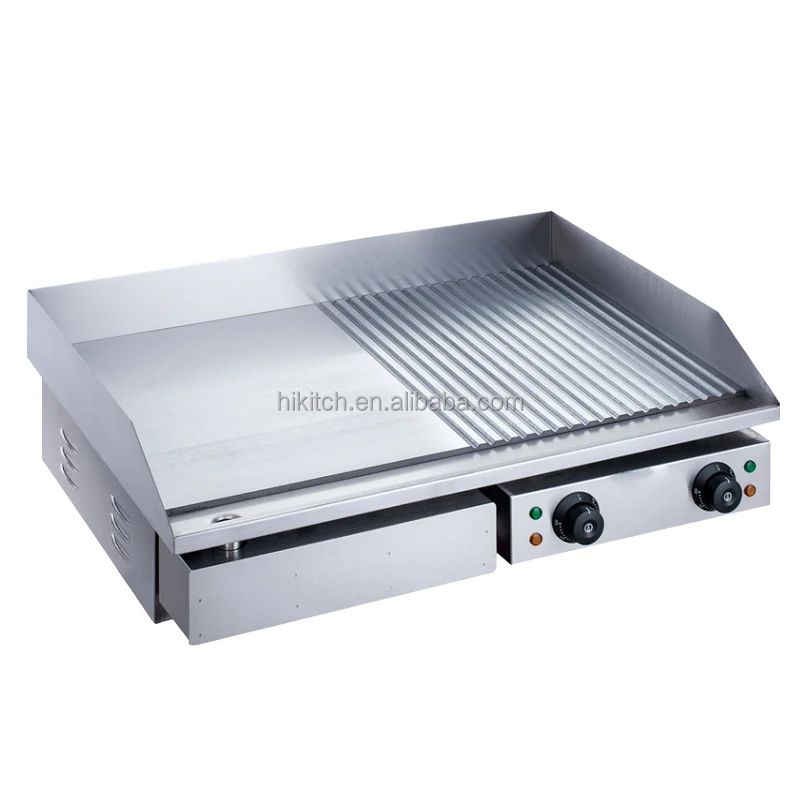 Commercial tabletop 822 electric grills electric griddles stainless steel flat and grooved ribbed plate griddle