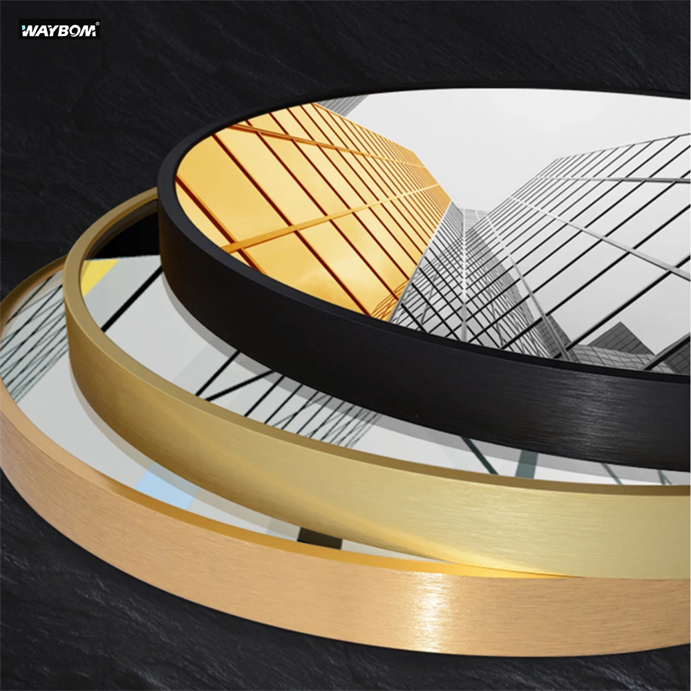 Waybom Decorative Art Wall Mounted Metal Photo Picture Aluminum Round Frame