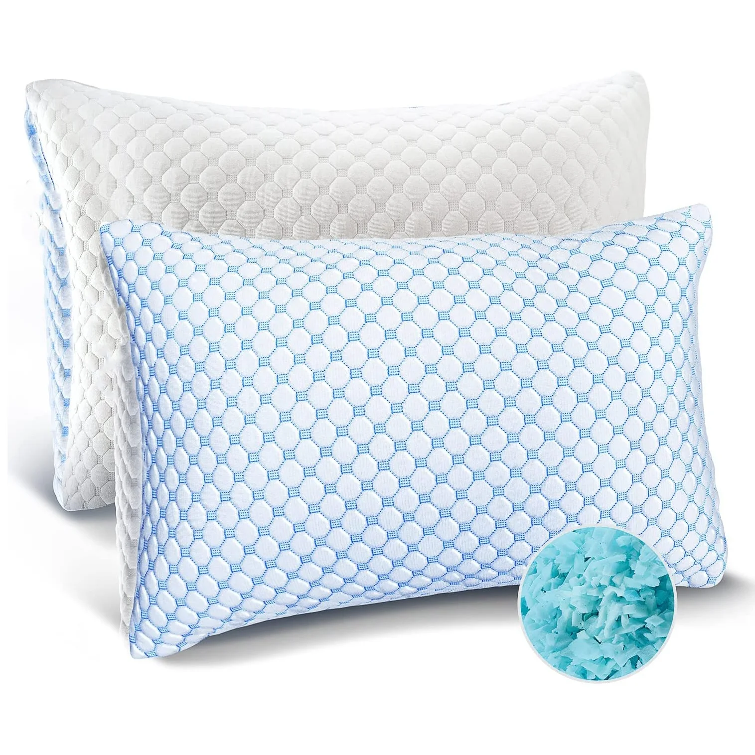 Adjustable  2 in 1 cool & warm gel Cool shredded memory foam pillow  bamboo gel shredded Pillow with polyester fiber blending