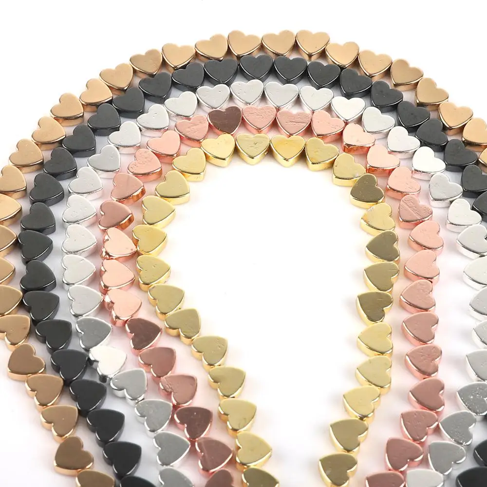 Black Hematite Beads Heart Nomagnetic Beads Gold Sliver Plated 5*6mm Beads for Bracelet Jewelry DIY Making