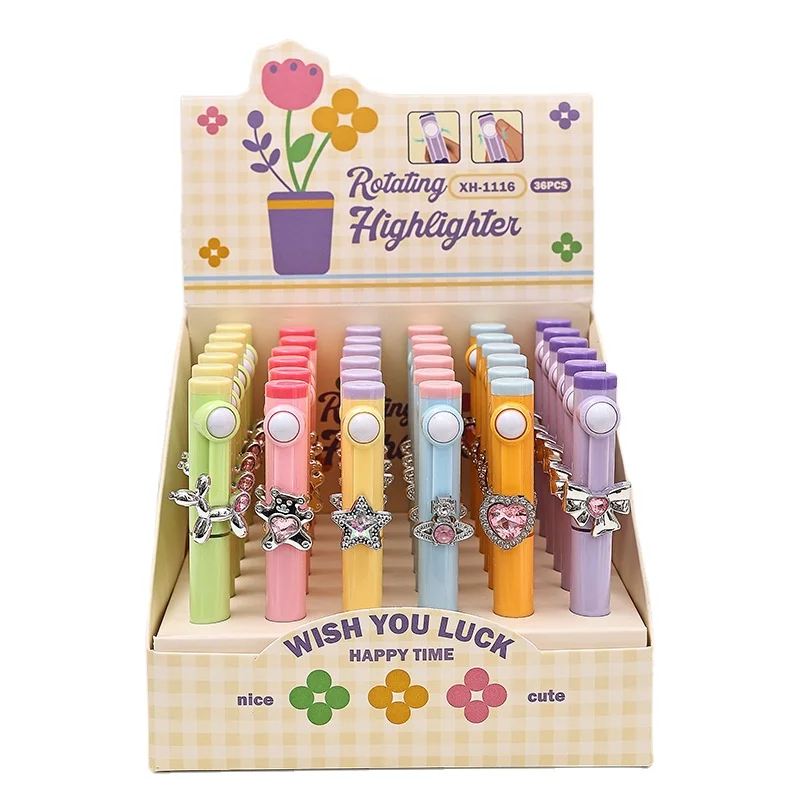 High-value stress relief fluorescent pen flower rotating fun cartoon color pen student marker pen