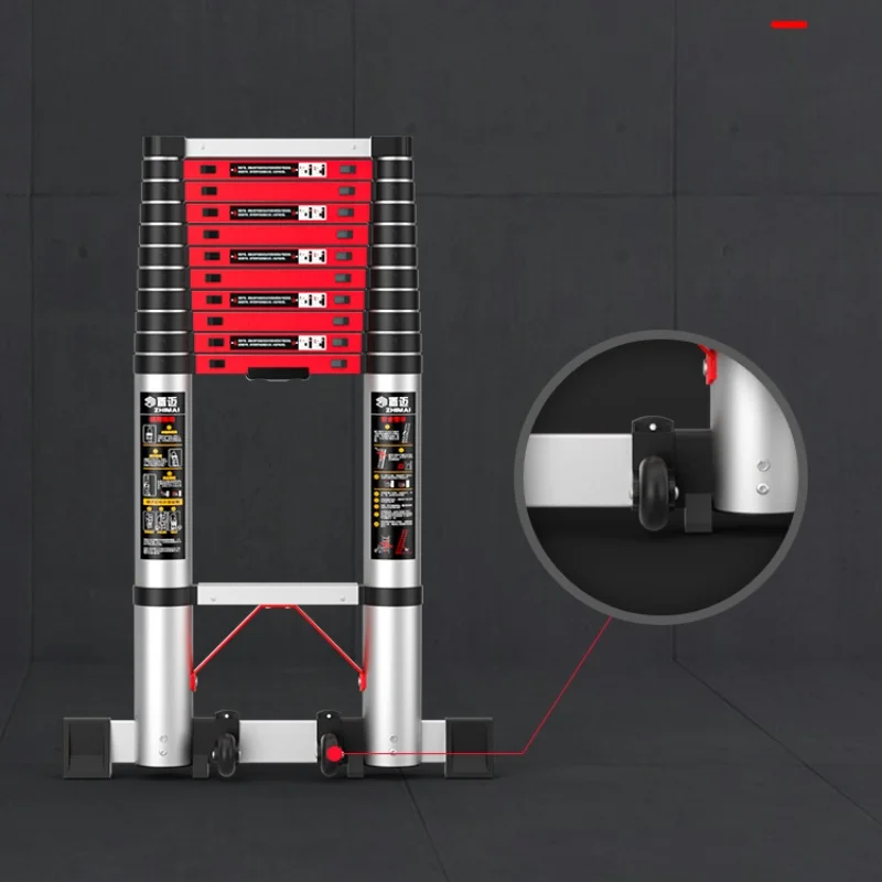 Home telescopic ladder stairs single straight aluminum alloy ladder folding telescopic aluminum extension ladder