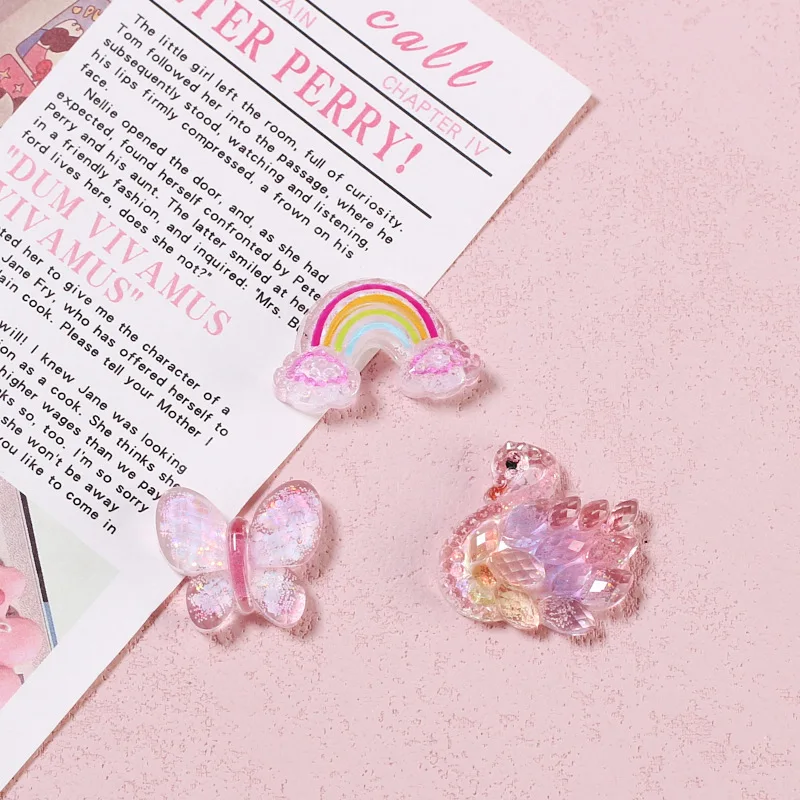 Handmade DIY Butterfly Glue Jewelry Materials Resin Accessories with High Transparency Shiny White Swan Cartoon-Style Art Craft