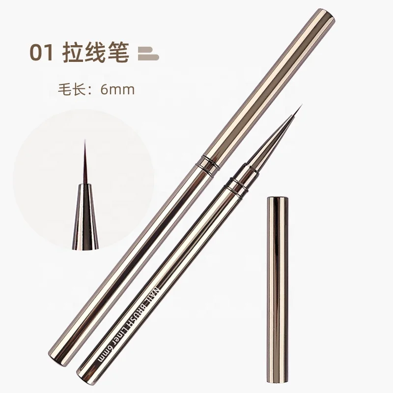 6/9/12/15/18mm Nail Brush Set metal rod Nail Drawing Wire Pen Ultra Fine Set Nail Special Color Drawing Brush Stripe Drawing Pen