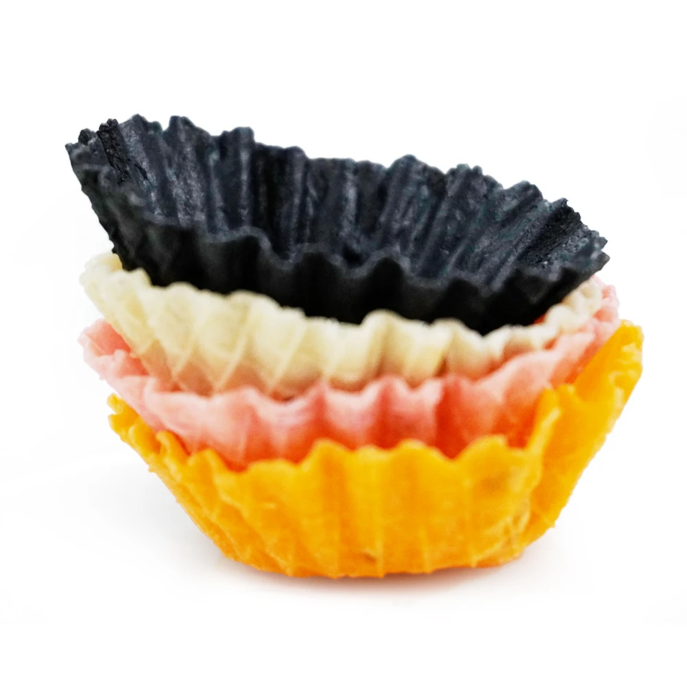 Hot Sale Sugar Free Chocolate Flavor Slim Crispy Beveled Tart Shell Premade Frozen Low Fat Butter Egg Tart Shell