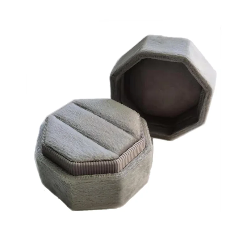 stock Low Moq factory price wholesale hexagon single ring velvet custom jewelry boxes packaging