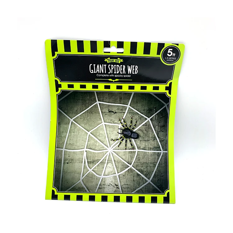 White Halloween Spider Web With Spiders For Home Decoration