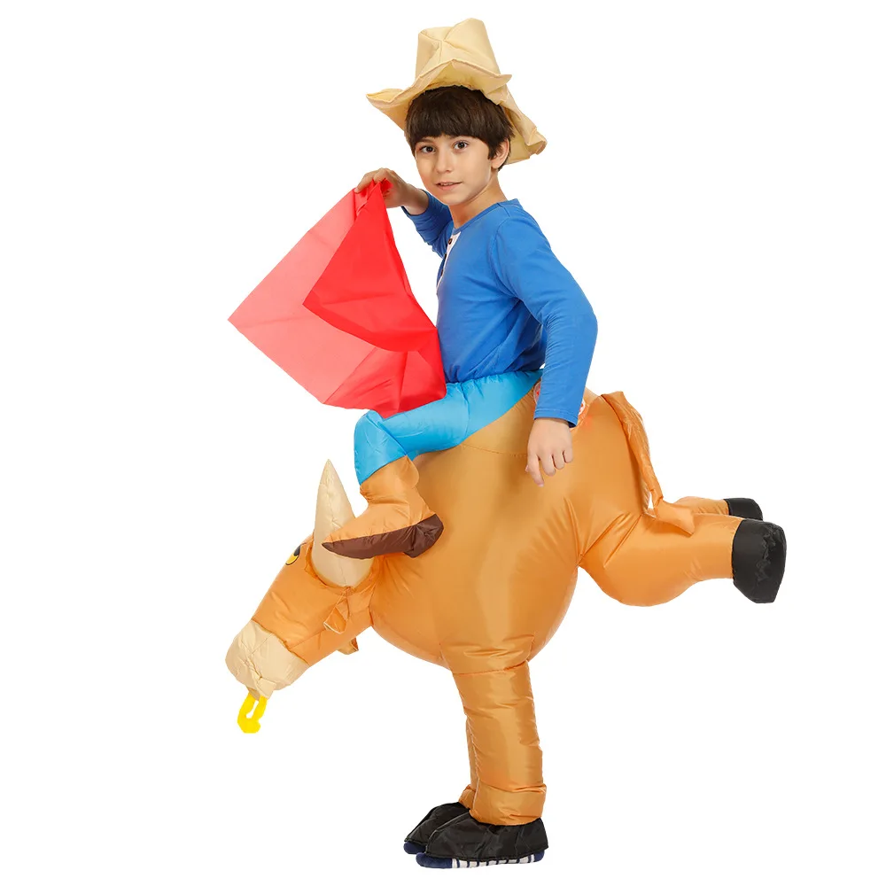 New Design Portable Cosplay Funny Kids Ride on Dancing Carnival Inflatable Bull Costume