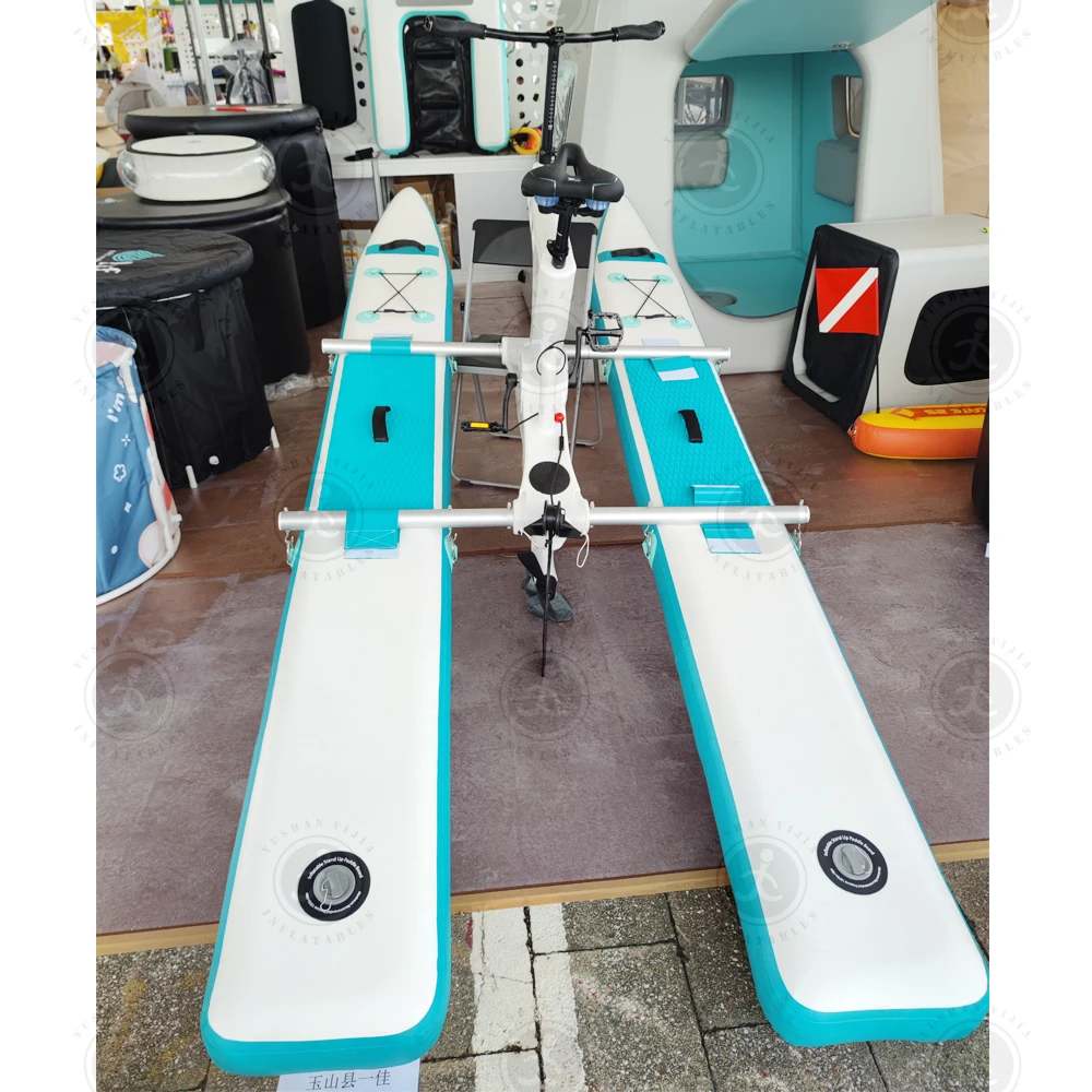 New Design Inflatable Single Water Bike Pedalo Pedal Boat Floating Bicycle For Sale