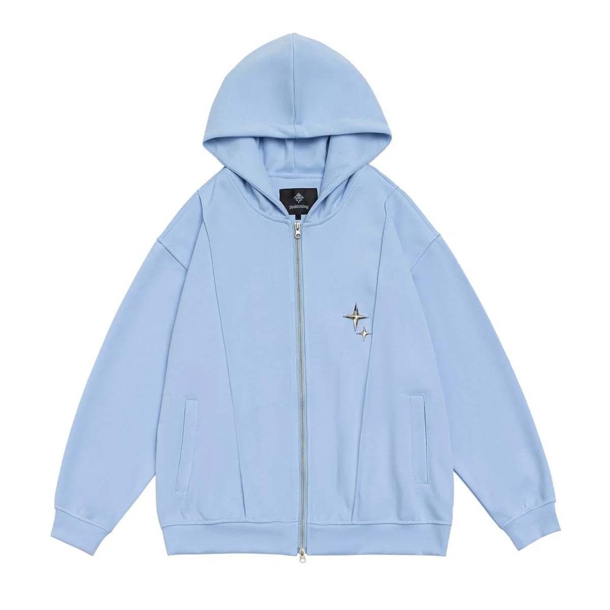 Custom Logo Hoodies French Terry Zip up Hoodies High Quality Streetwear Metal Decorative Hoodie