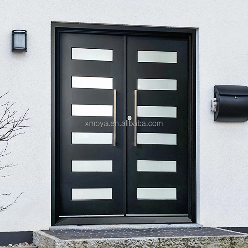 Простые ветрозащитные двери для входа в дом из кованого железа